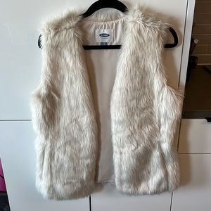 White faux fur vest